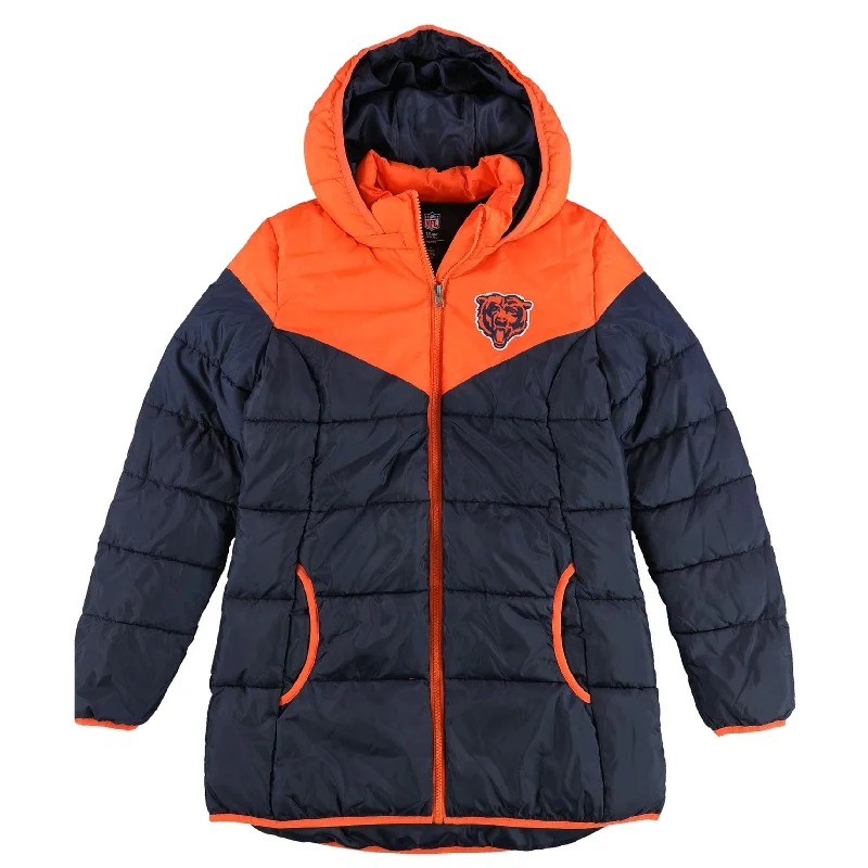 G-III Sports Womens Orange and Blue Split Chicago Bears Parka Coat, Multicoloured, Medium