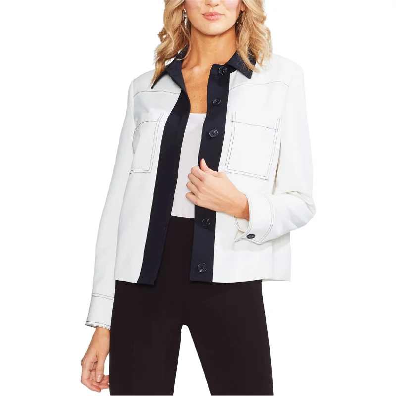 Vince Camuto Womens Colorblocked Jacket, Off-White, 4