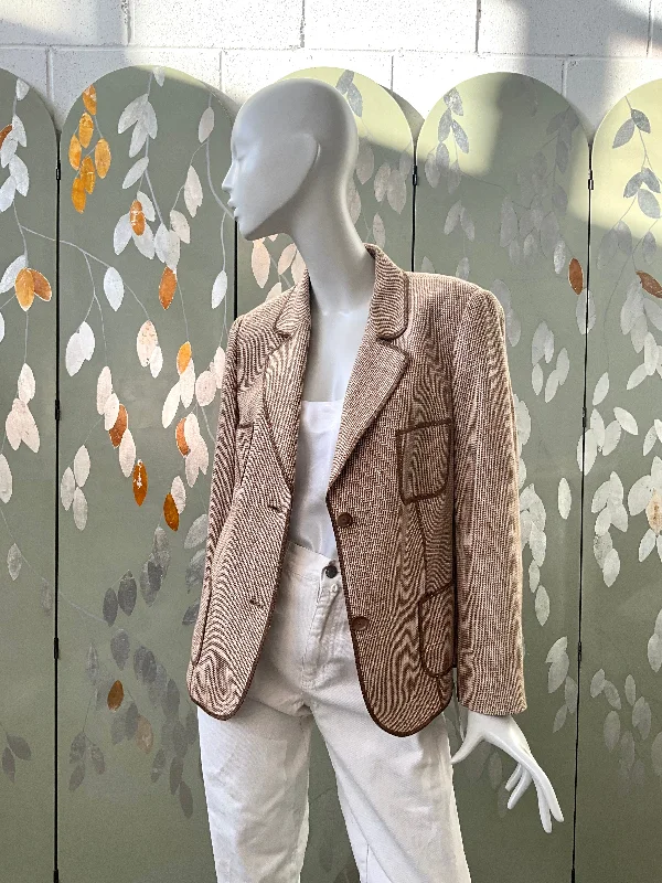 Vintage 1990s Brown Cotton Blazer, Large