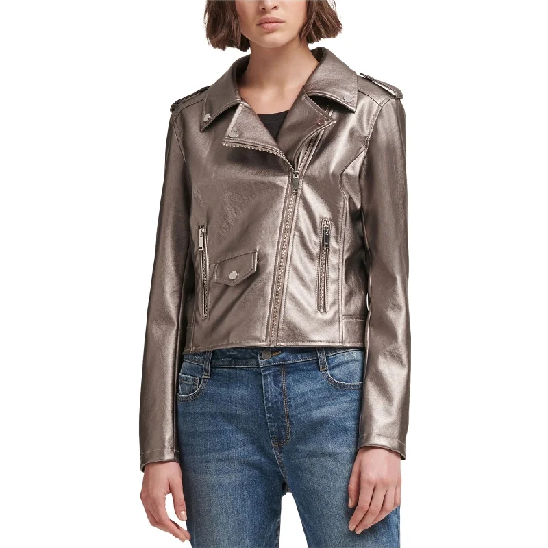 Dkny Womens Metallic Motorcycle Jacket