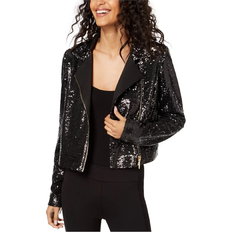 Rachel Zoe Womens Cassie Sequined Motorcycle Jacket