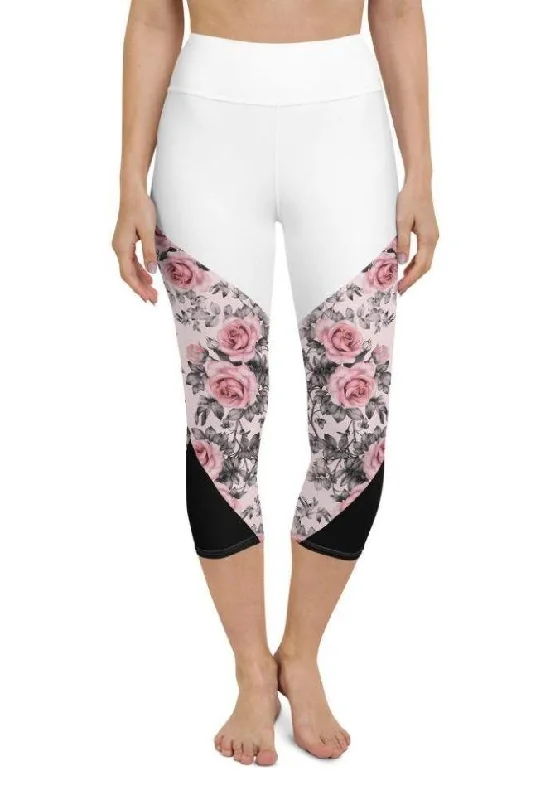 Rose Color Block Yoga Capris