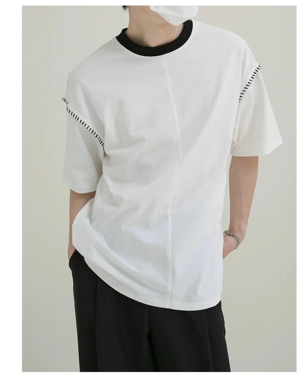 Contrast Color Crew Neck T-shirt