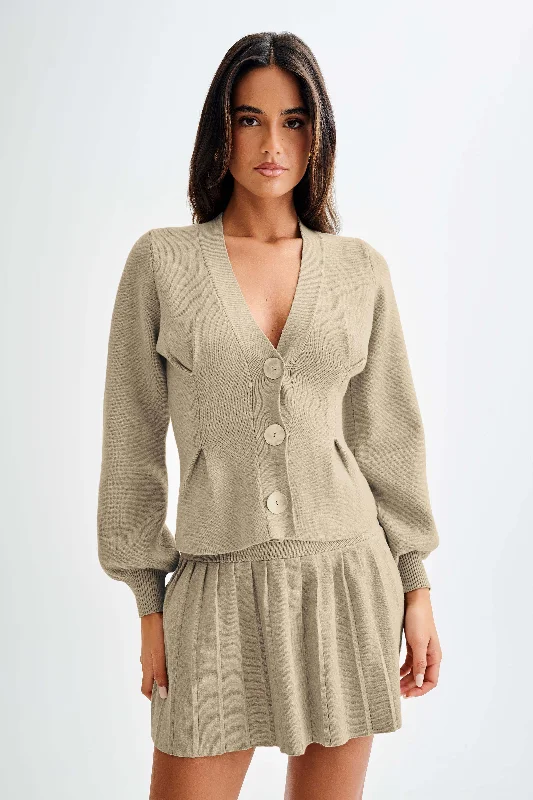 Beverly Knit Cinched Cardigan - Oak