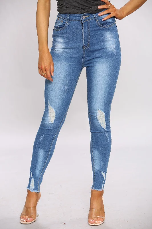 Denim Ripped Pocket Jeans