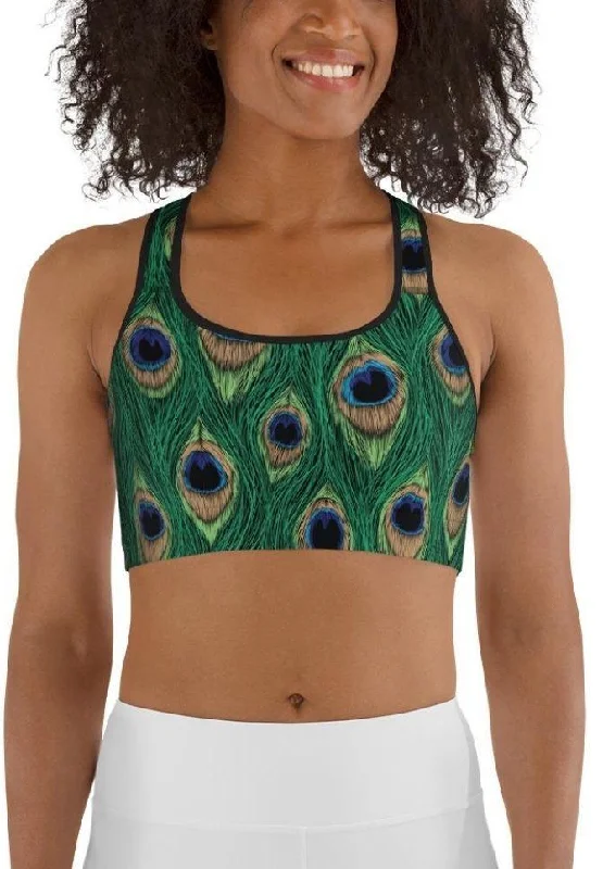 Peacock Print Sports Bra