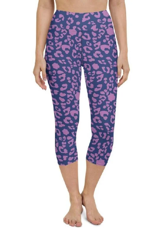 Purple Leopard Print Yoga Capris