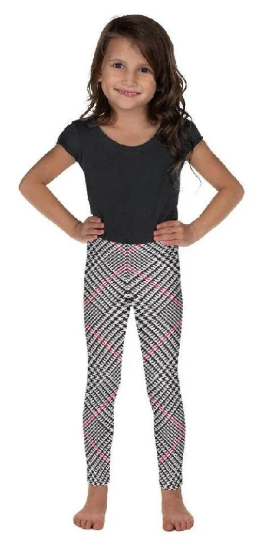 Red Houndstooth Plaid Kid's Leggings