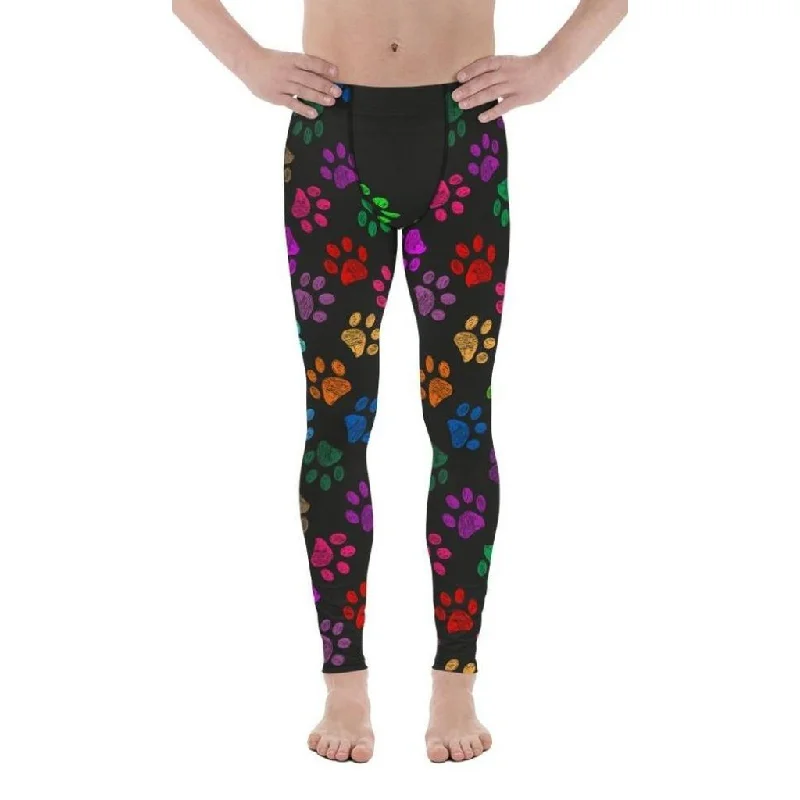 Colorful Paw Pattern Men's Leggings