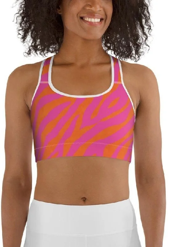 Pink & Orange Zebra Sports Bra