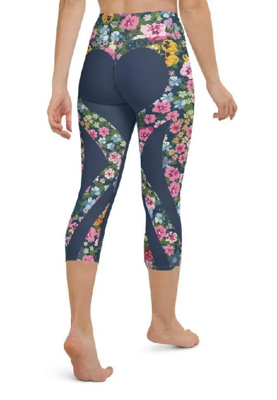 Floral Heart Shaped Yoga Capris