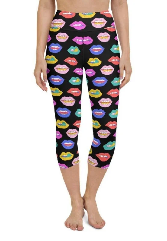 Colorful Lips Yoga Capris