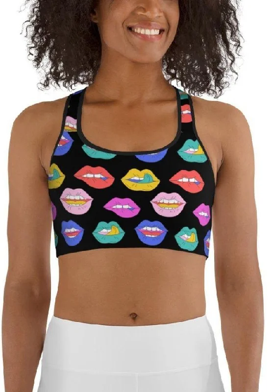 Colorful Lips Sports Bra