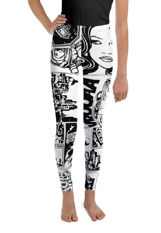 Black & White Comic Book Youth Leggings