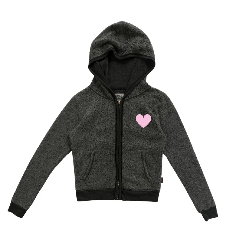 Black Hooded Fleece Sweatshirt w/Pink Heart