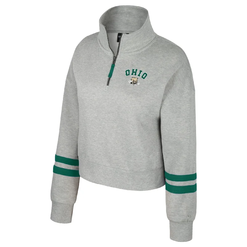 Ohio Bobcats Women's Grey Fleece Quarter-Zip