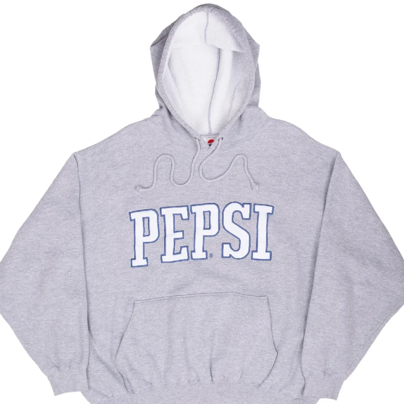 VINTAGE PEPSI COLA GREY HOODIE SWEATSHIRT 1990S XL