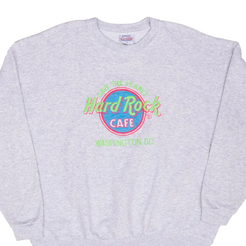 VINTAGE HARD ROCK CAFE SAVE THE PLANET WASHINGTON DC GREY SWEATSHIRT 1990S XL