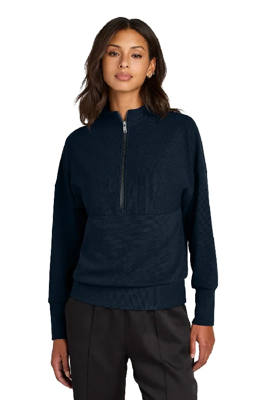 Mercer+Mettle Womens Linear Texture Odor Resistant 1/4 Zip Sweatshirt - Night Navy Bue - NEW