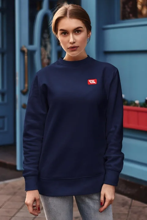 Designer Sweatshirts for Women Gymate Red logo Navy [Chest]